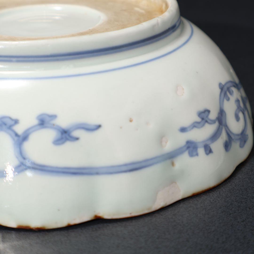 伊万里染付　微塵唐草図なます皿　骨董　古伊万里　R1474B2