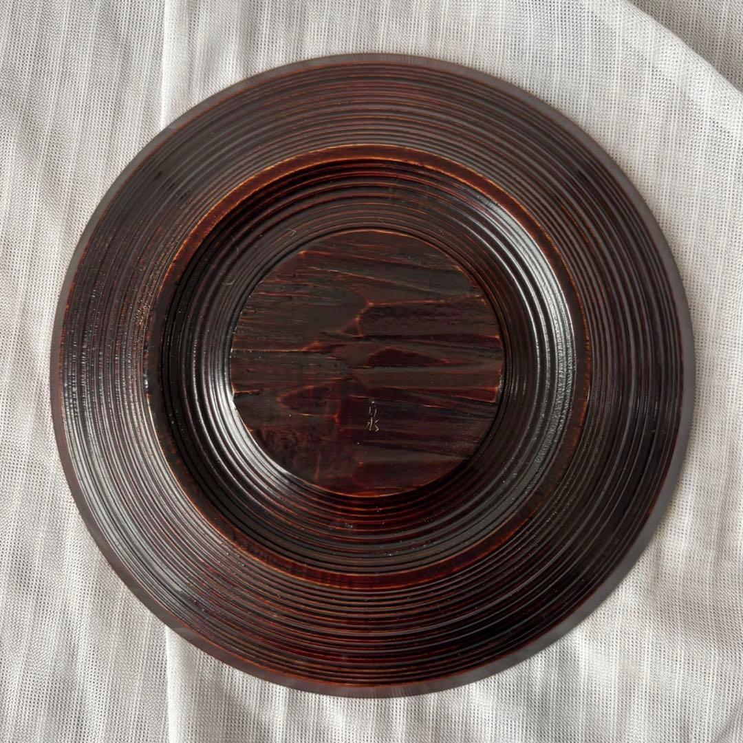 Ay95 加賀漆匠 高桑泉斎 独楽 銘々盆 五客 天然木 菓子器 古