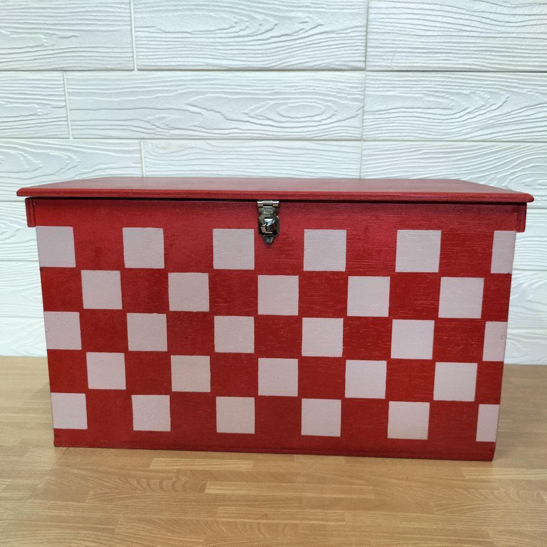 33*《収納BOX》 市松模様 宅配 おもちゃ箱 木箱 りんご箱 インテリア