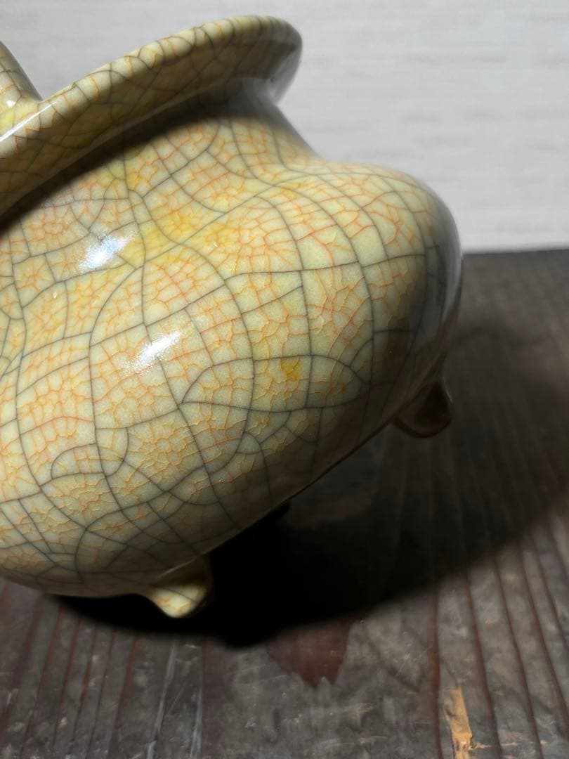 明 哥釉三足香炉 明時代