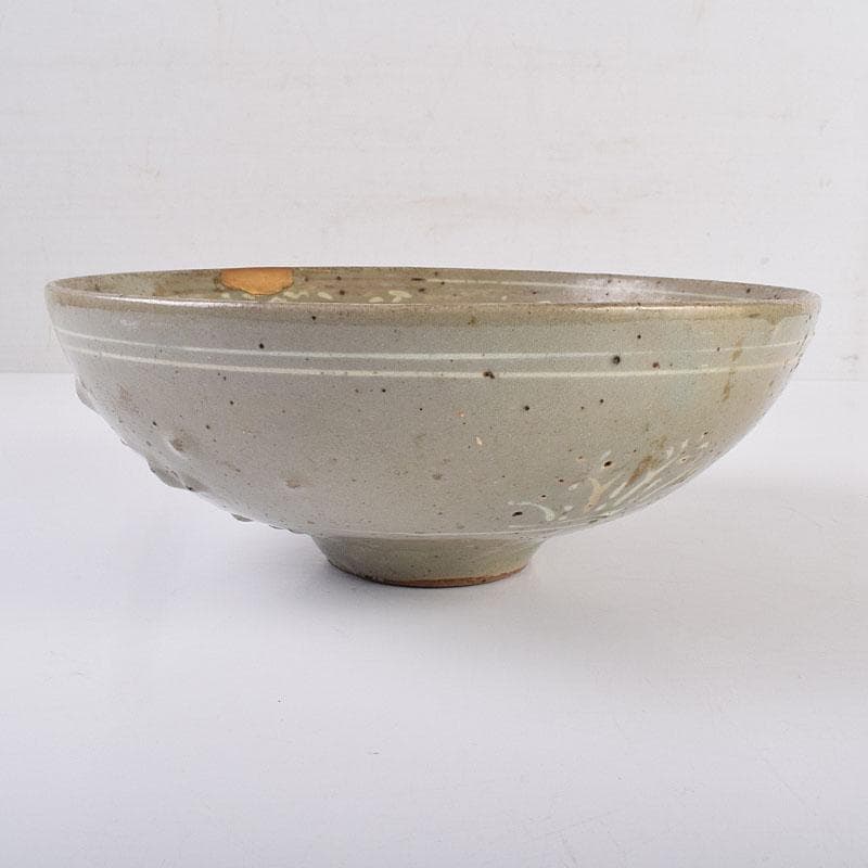 朝鮮美術 李朝 高麗青磁 象嵌花文碗 金継ぎ直し V R8968