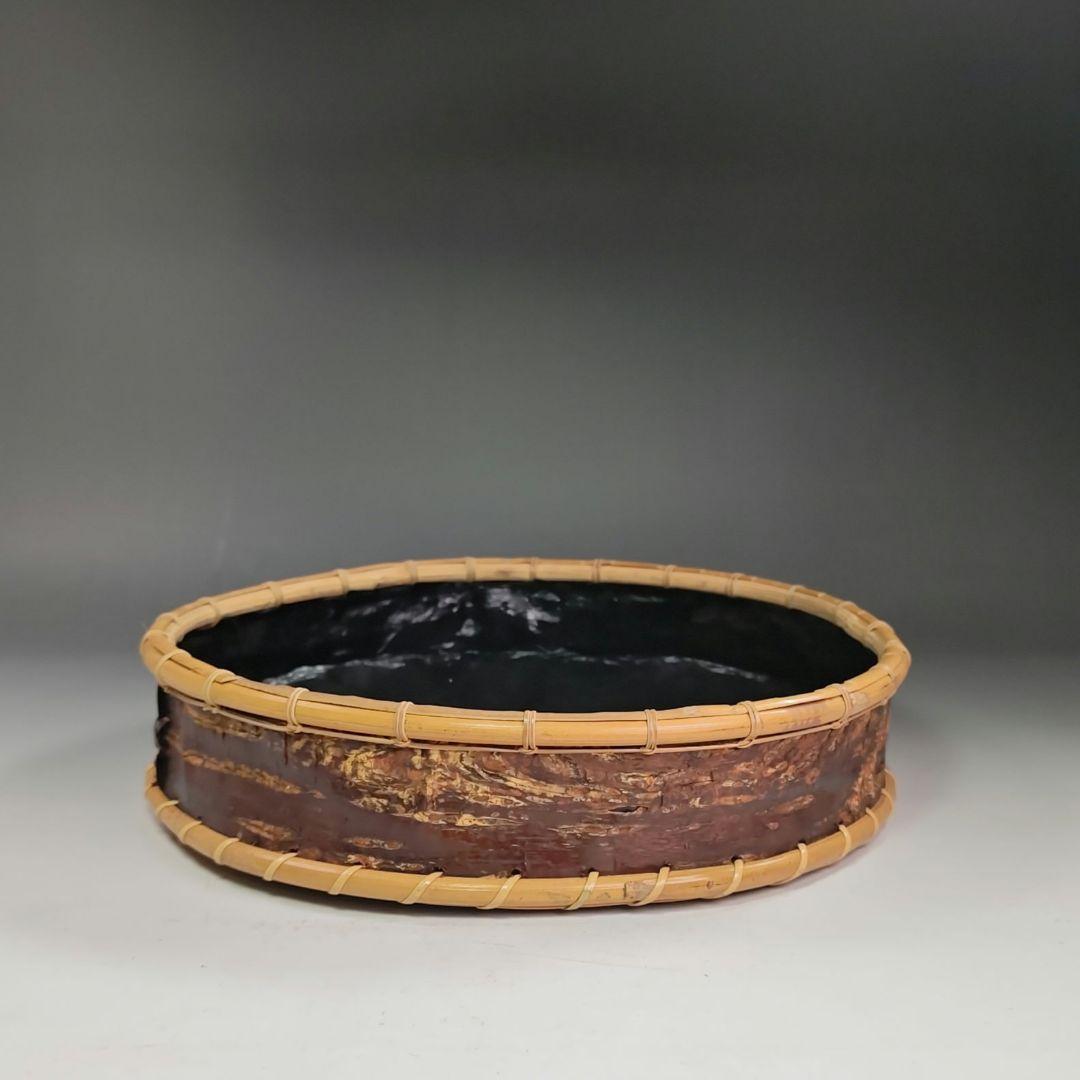 イ831 炭斗『水谷六々斉』『桜皮 炭斗 共箱』茶道具