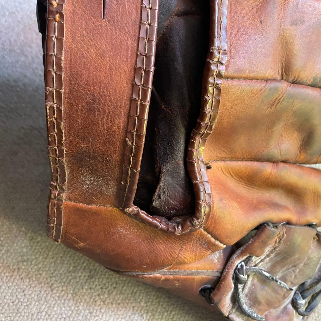 40´s〜 OLDアメリカアンティーク野球グローブ 本革USAヴィンテージ雑貨