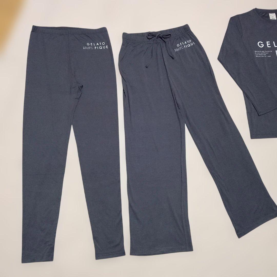 【新品未使用】ジェラートピケ ルームウェア 長袖 上下 3点セット ダークグレー