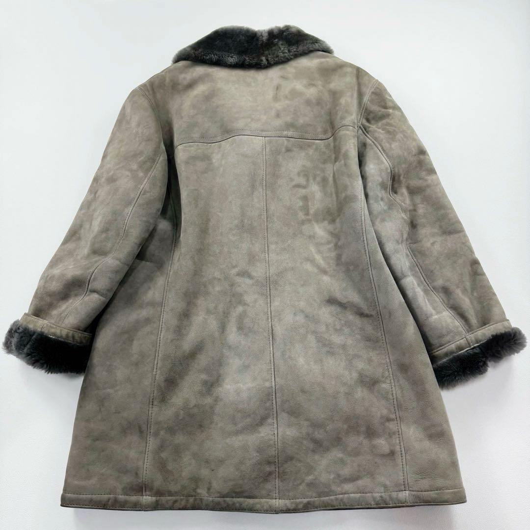 ヴィンテージ シープスキン スエードレザーリアルムートンチェスターコート グレー