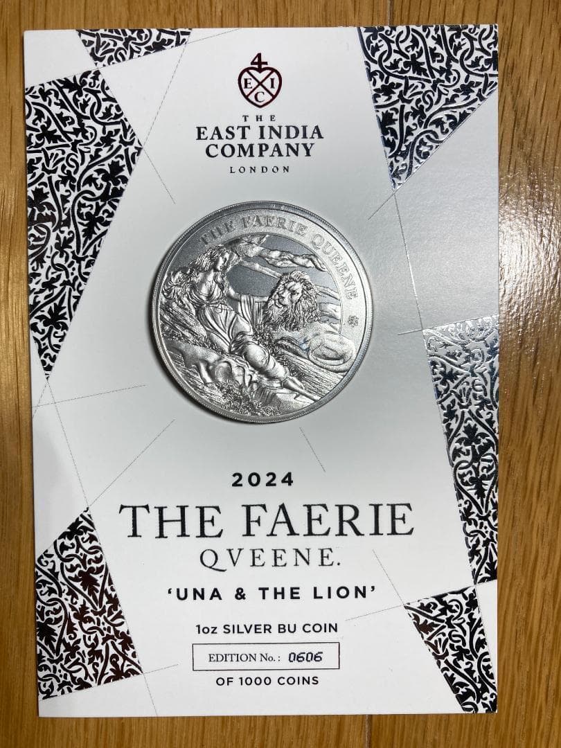 1000枚限定 ウナとライオン 2024 セントヘレナ 妖精の女王 1oz 銀貨の