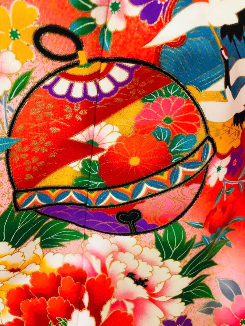 七五三七歳未使用着物‼️人気赤地暈し⭐︎手毬花々煌びやか際立つ⭐︎安心フルセット逸品