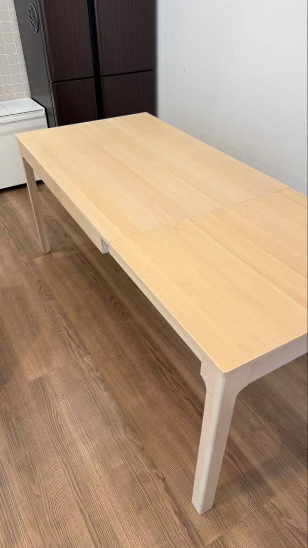 【12月限定販売】IKEA　ナチュラル木製伸縮式ダイニングテーブル