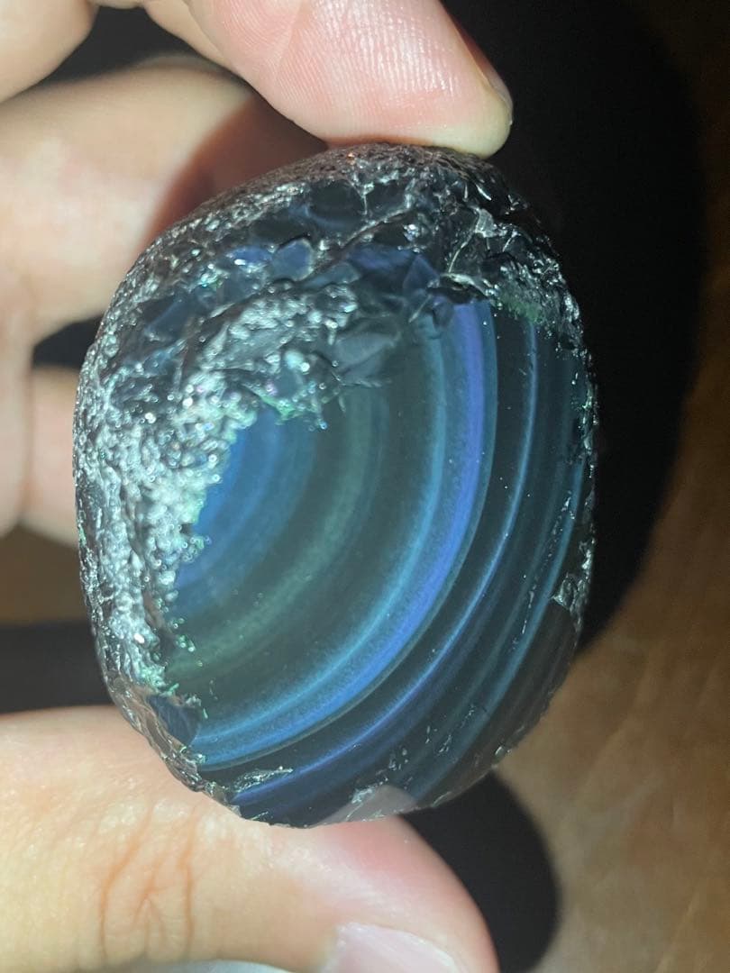 研磨品十勝石玲瓏複合色レインボーオブシディアン特級品