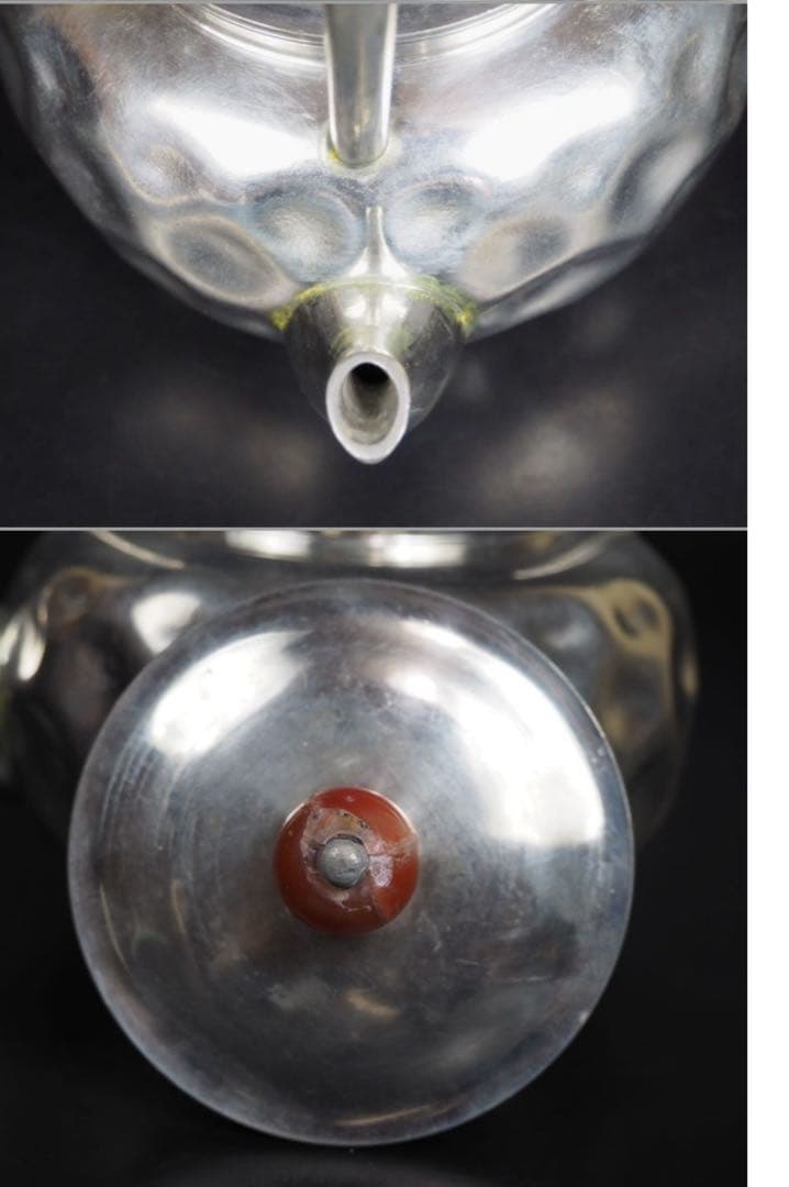 送料無料 明治～大正 錫製湯沸 『躍』在銘 共箱 茶道具