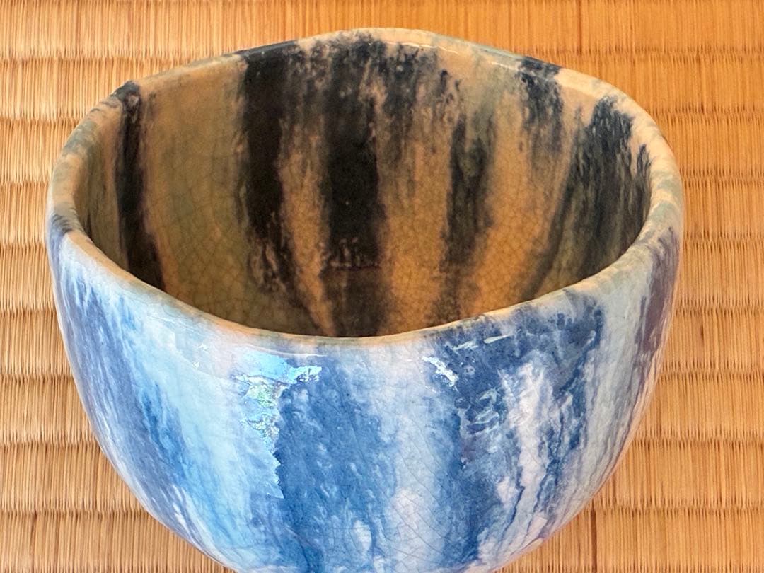 茶道具 楽焼『流水茶碗』 7代目和楽 作