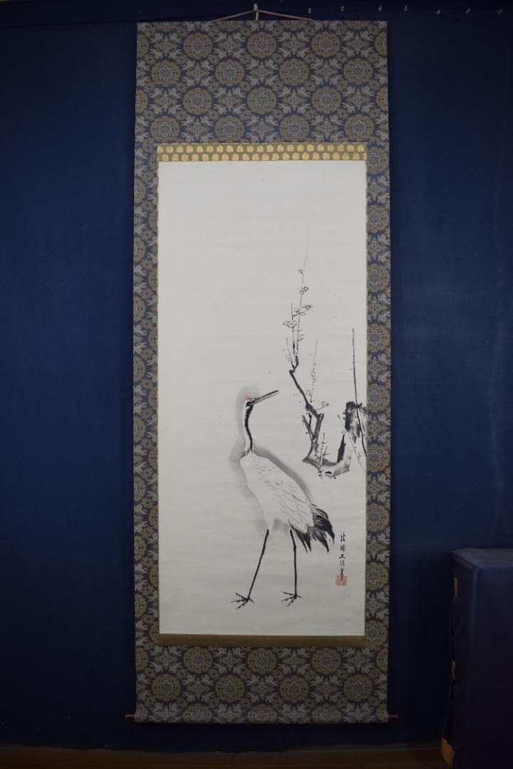 真作】相澤五流/梅花鶴図/掛軸☆宝船☆Z-625