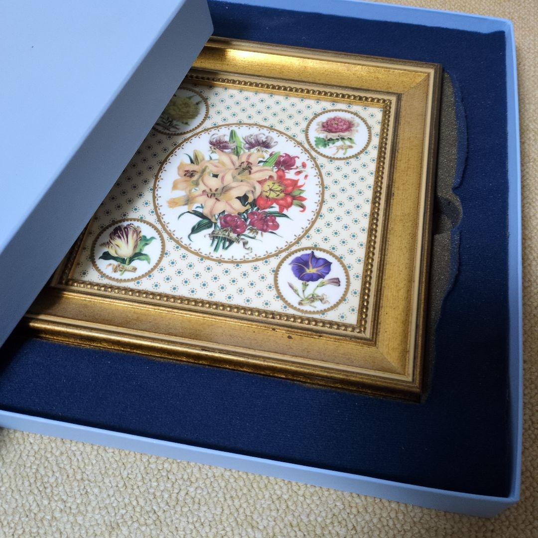 ウェッジウッド「フラワーブーケ」 陶板 額装