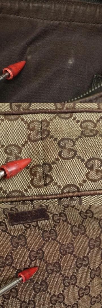 GUCCI グッチ GGキャンバス ハーフムーン　ワンショルダーバッグ 金具　茶