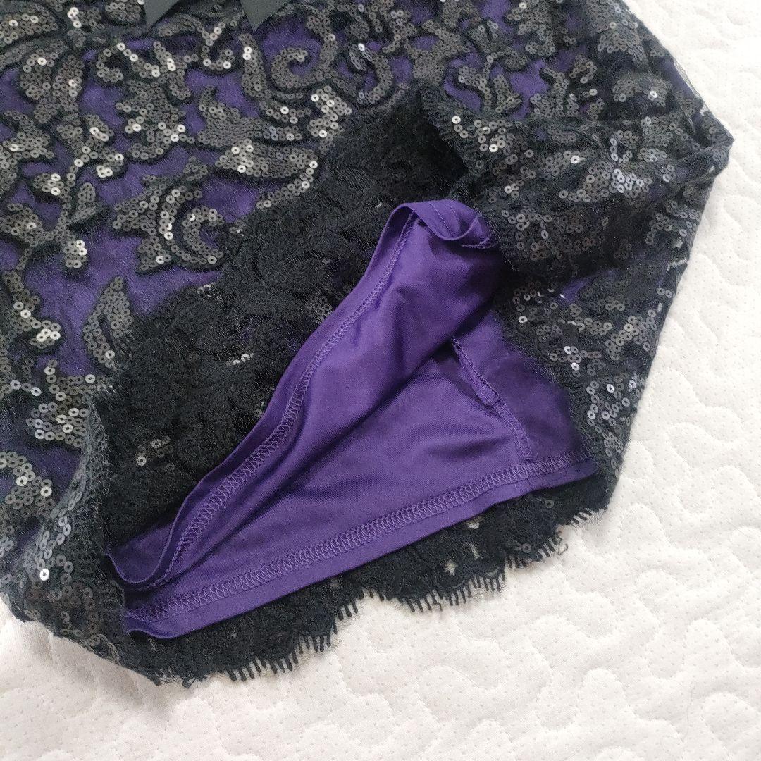 美品✨タダシショージ レース×スパンコール ワンピースドレス ベルト