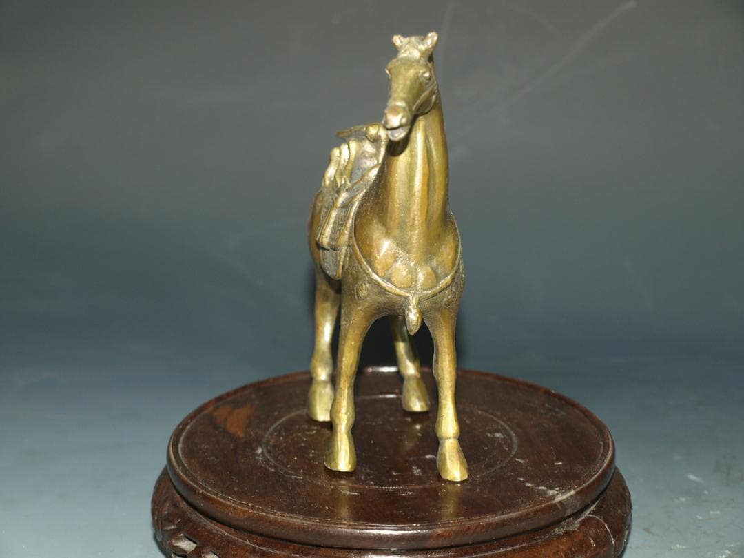 旧家うぶだし 中国清時代 銅製 戦馬の置き物※激安骨董品 N1123C11-3