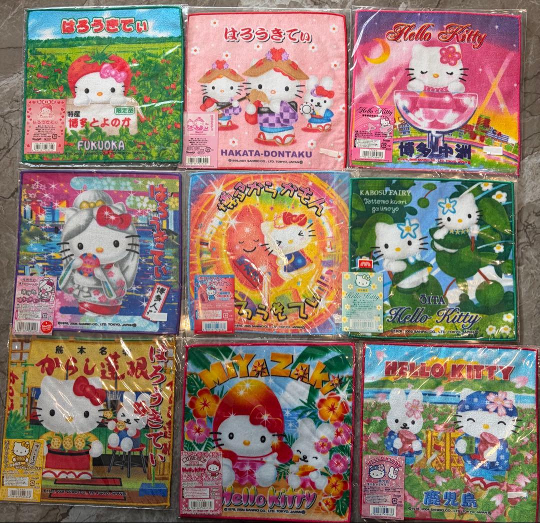 【希少】ハローキティ ご当地ハンカチ 91枚セット 未使用 平成レトロ