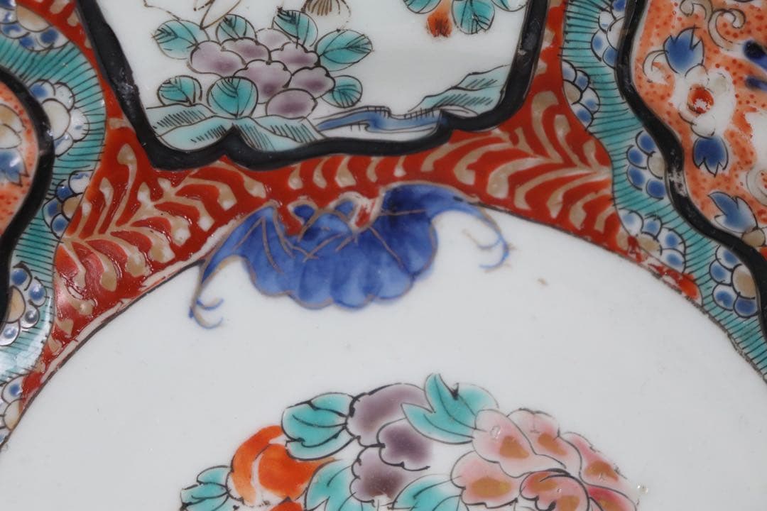 江戸　伊万里錦絵　大皿　蝙蝠　アンティーク　送料込み1006