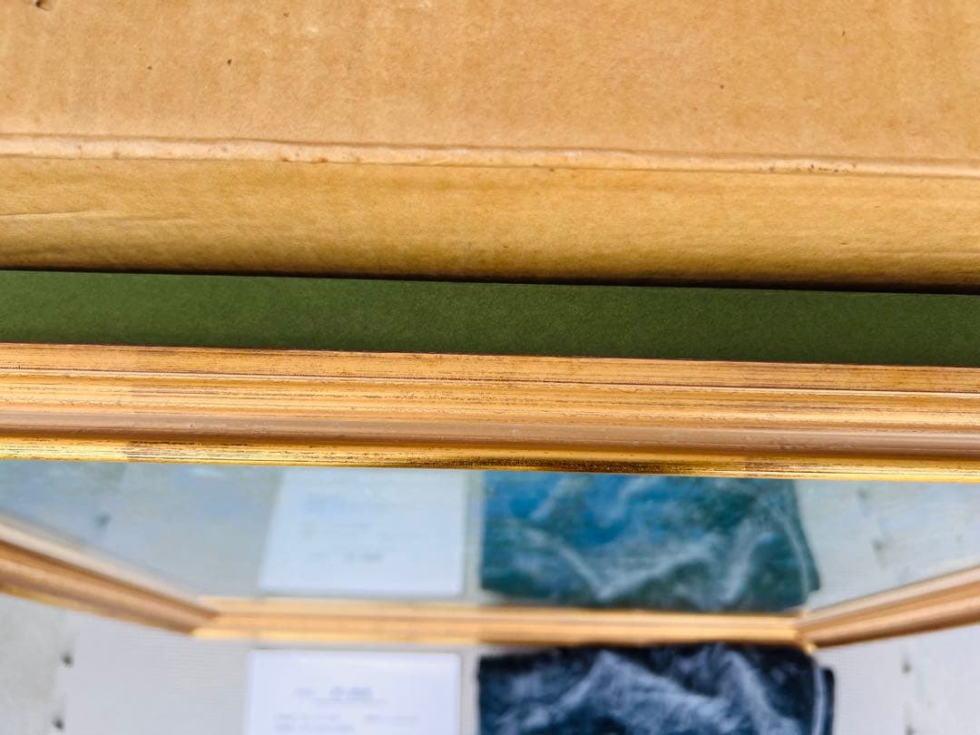 KA82☆青い睡蓮☆モネ 風景画 額縁付 説明付 箱有り 袋有り 大型 美品