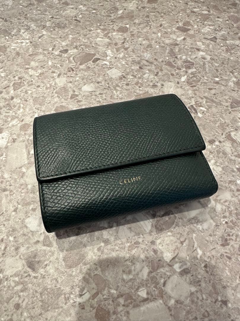 CELINE ダークグリーン 三つ折り財布
