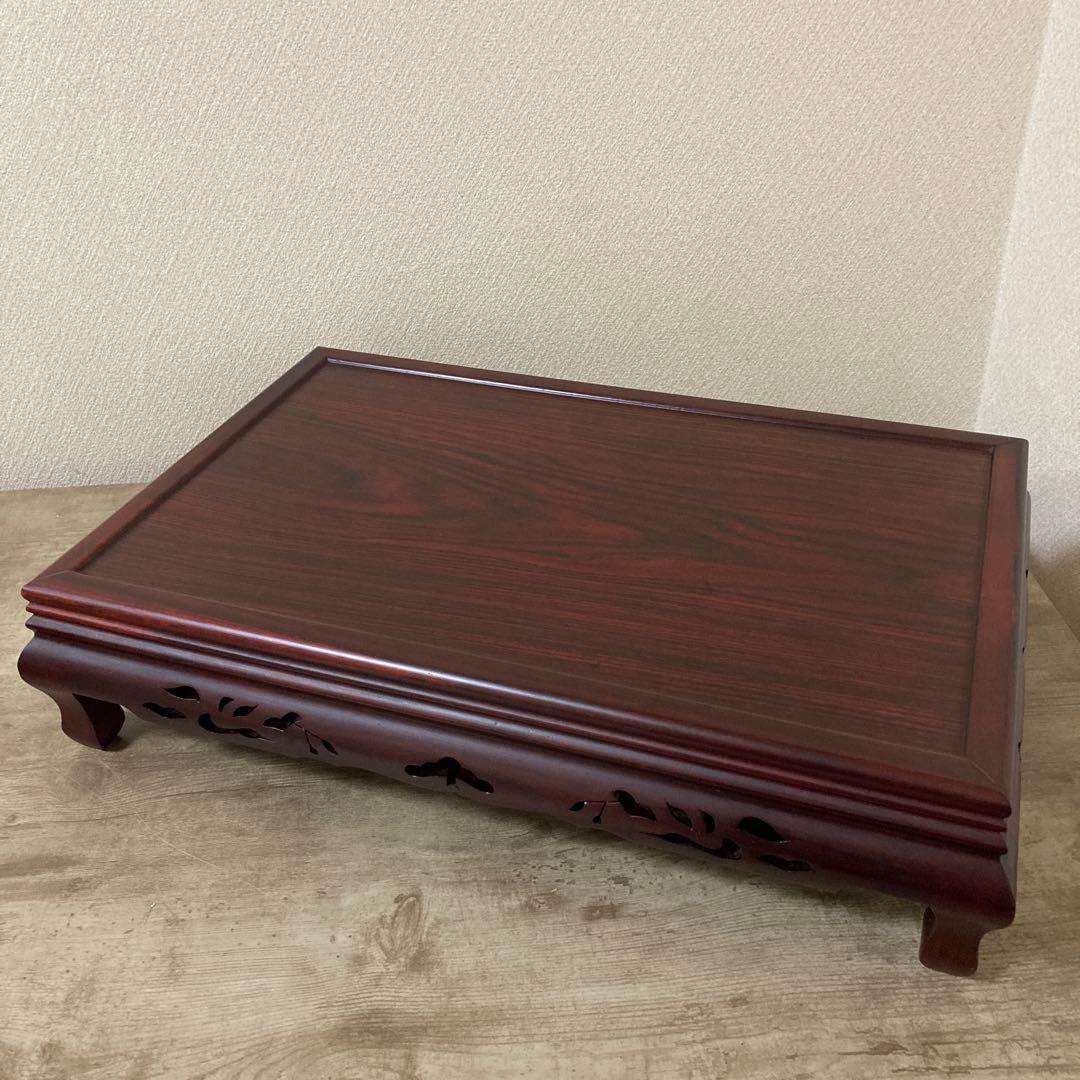 唐木 高級透かし彫り花台 置物台 飾り台〈検 花梨 紫檀 黒檀 中国美術 花瓶