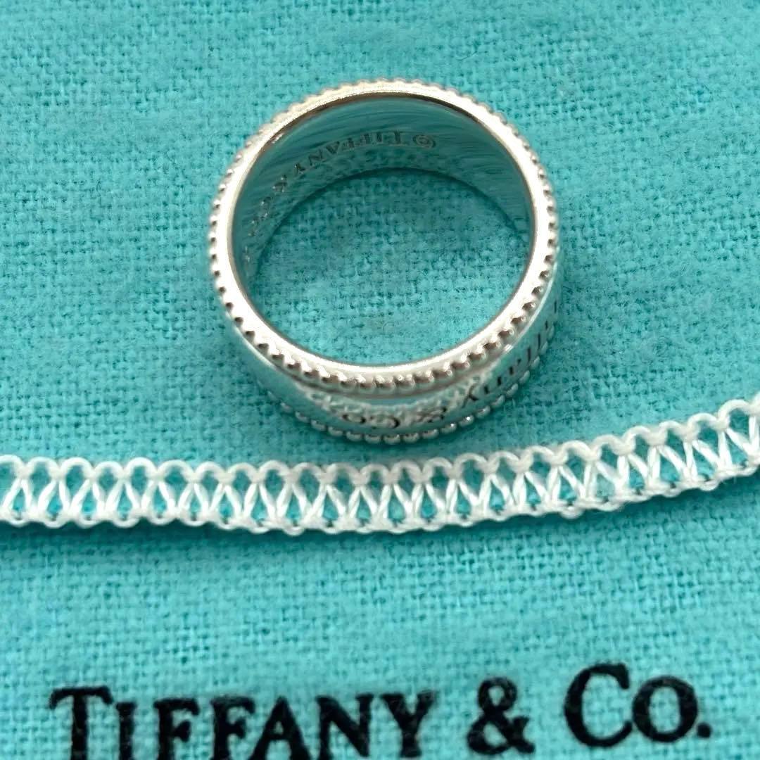TIFFANY&Co.【超希少】ミルグレインロゴワイドリング　　約8号弱　付属品