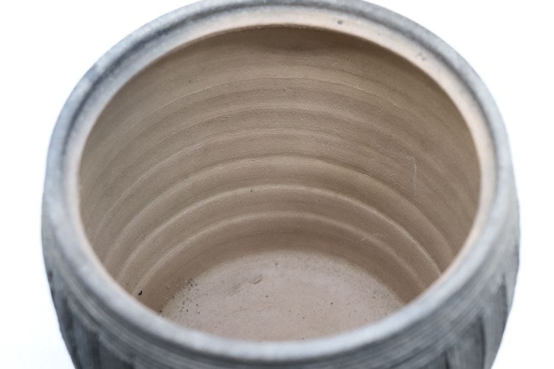 坂田甚内作　黒陶窯変深甚紋水指　茶道具　送料込み250825