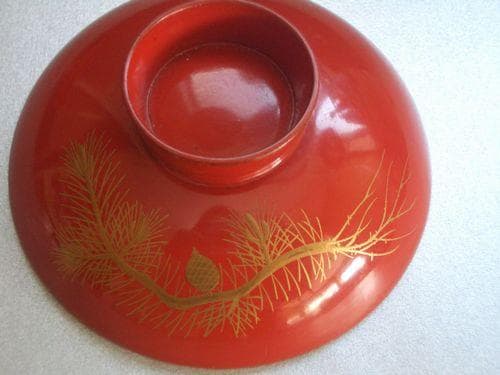 お値下げ！輪島塗 金蒔絵 花鳥 松に鶴紋様 三重盃 朱塗 漆器 盃杯 酒器