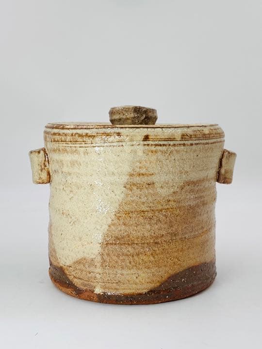 十二代 田原陶兵衛】萩焼 耳付 水指 桐共箱 共布