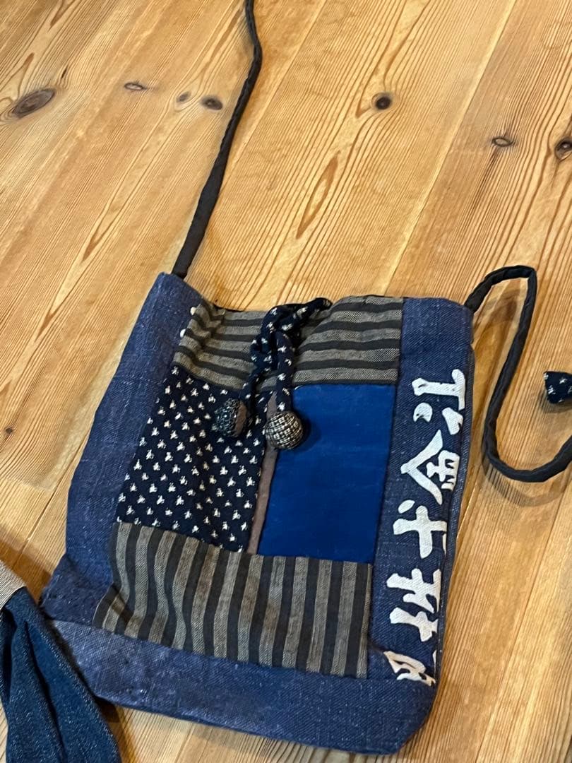 藍染 デニム古布リメイク ハンドメイド刺し子 トートバッグ ポーチ