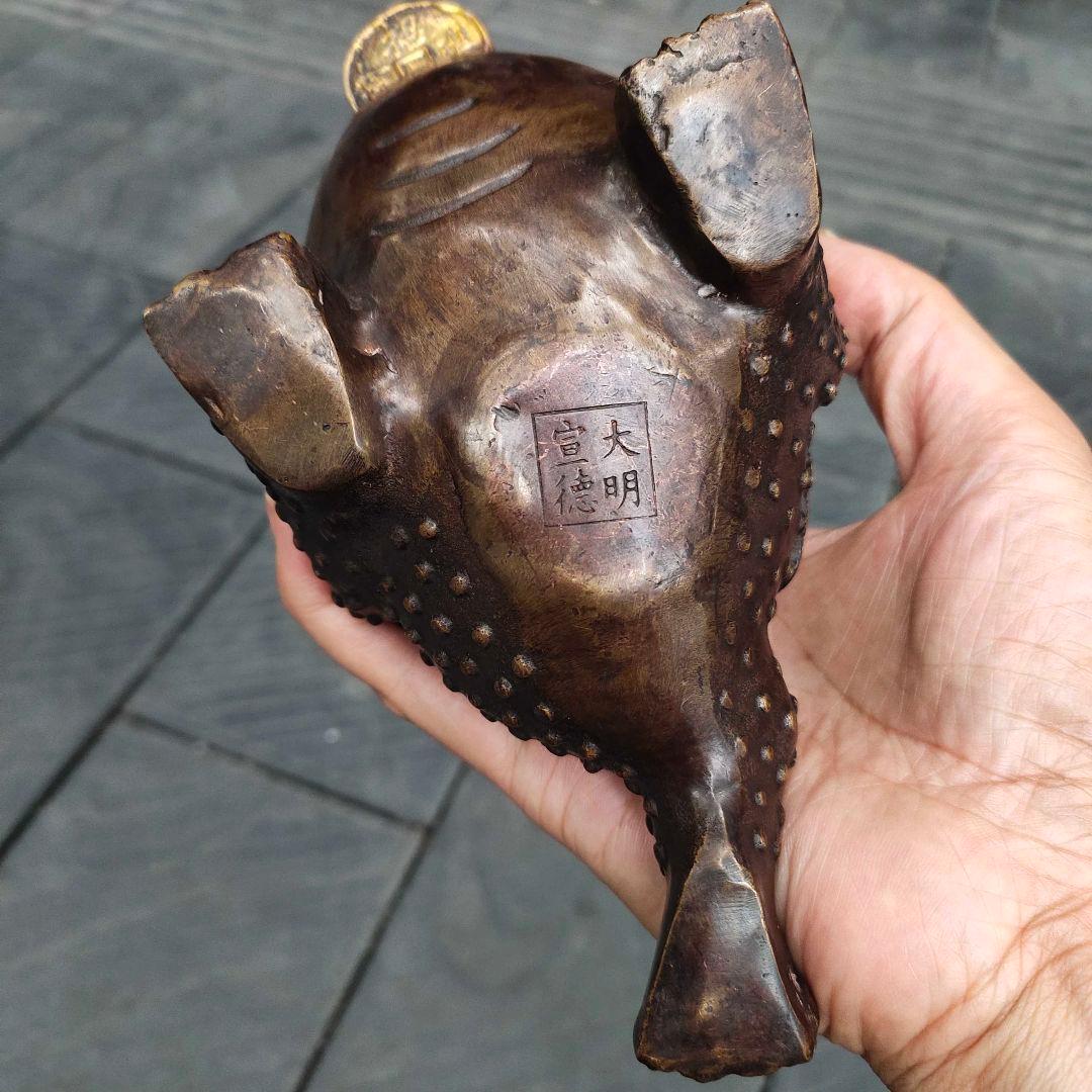 銅制 母子金蟾 家庭 事務室 机 自動車 開運風水 招財 置物 工芸品 装飾品