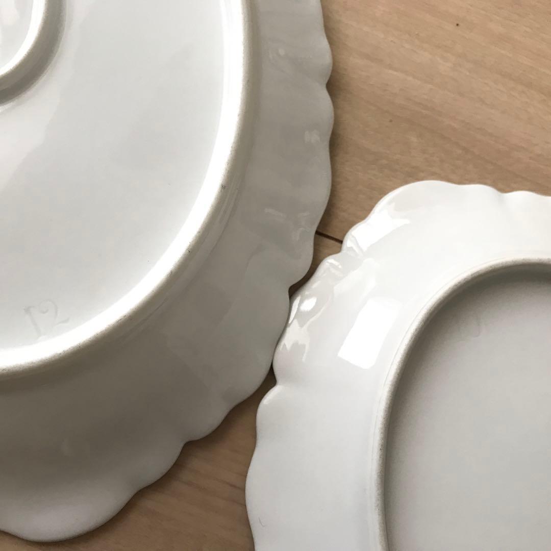 アビランド 花リム 大皿 白 ホワイト レルーフ リボン ボウの通販はau