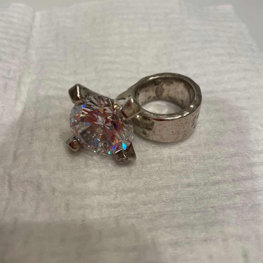 希少！e.m 11号くらい　ジルコニア大 シルバーリング