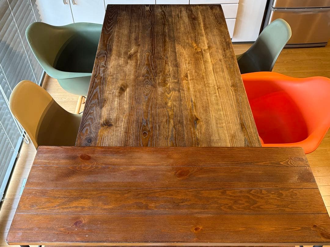 【引取り優先】木製ダイニングテーブル 椅子 シェルフセット売り