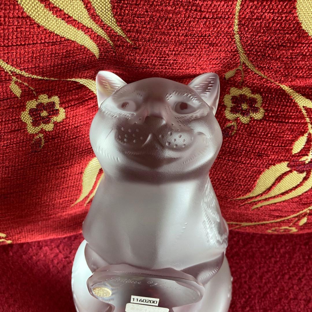 美品 ルネ・ラリック 猫の置物 伏せる猫 ファッション