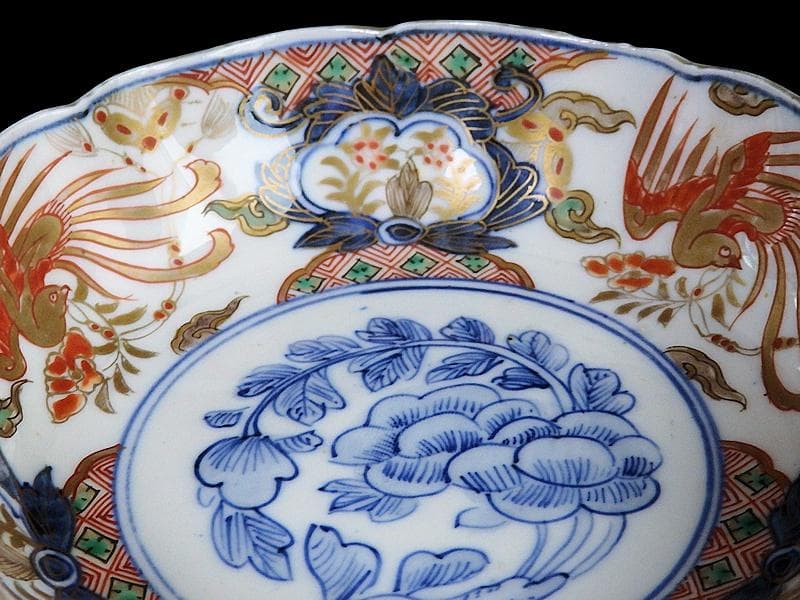 古伊万里 色絵 鳳凰に牡丹の図 膾皿 5客 C380AS-CZf - メルカリ