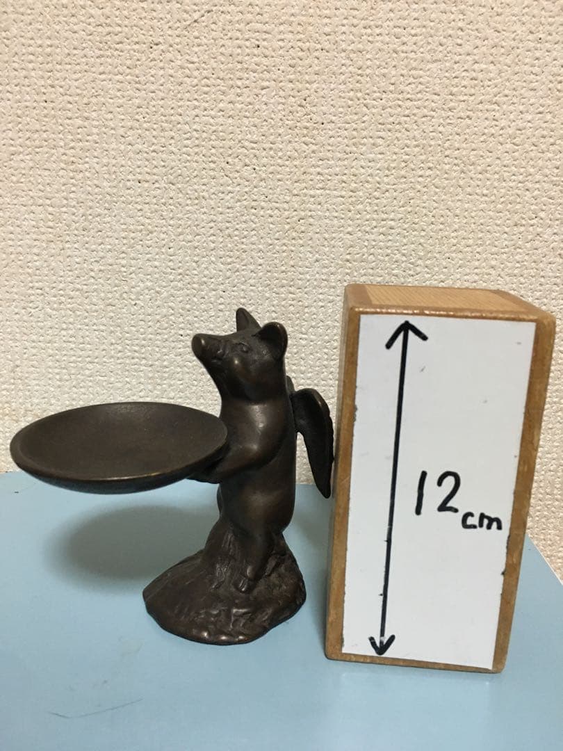 真鍮製？金属製天使のこぶたアクセサリー台 エンジェルピッグ小物入れ