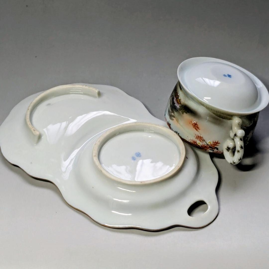 オールドニッポン スナックセット カップ＆ソーサー 　エッグシェル　白釉盛上