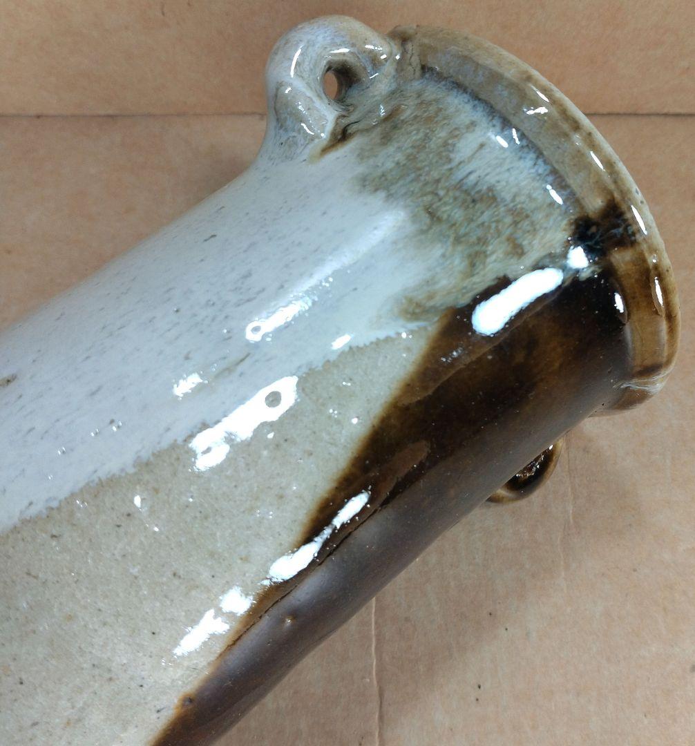 浜田庄司(濱田庄司) 花生(益子焼掛分花瓶) 共箱 益子焼 人間国宝