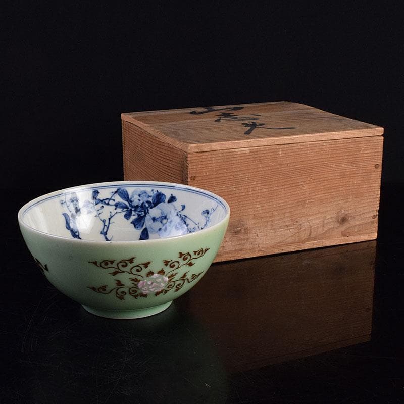 瀬戸焼　陶玉園　加藤五助製　染付　漢詩花文　鉢　合わせ箱　M　R9444 瀬戸焼 陶玉園 加藤五助製 染付 漢詩花文 鉢 合わせ箱 M R9444 - メルカリ