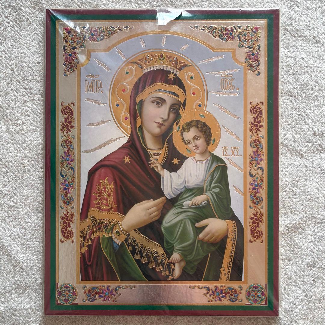 イコン ブルガリア正教会 リラ修道院 聖母子像 聖母マリア 木製 Icon