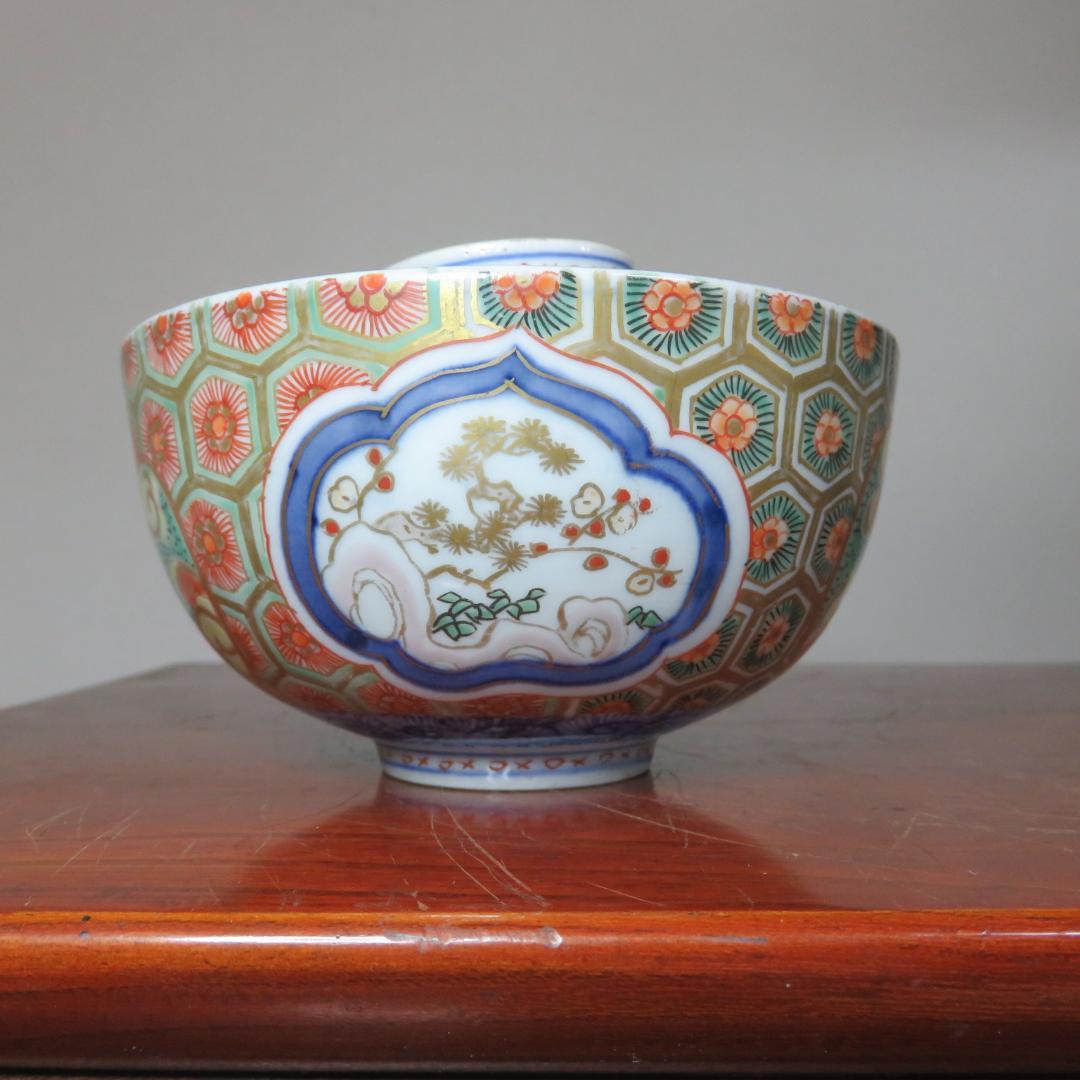 蓋物 ペア 色絵付 錦蒸し茶碗 金彩 古伊万里 蔵出し 初荷 - メルカリ