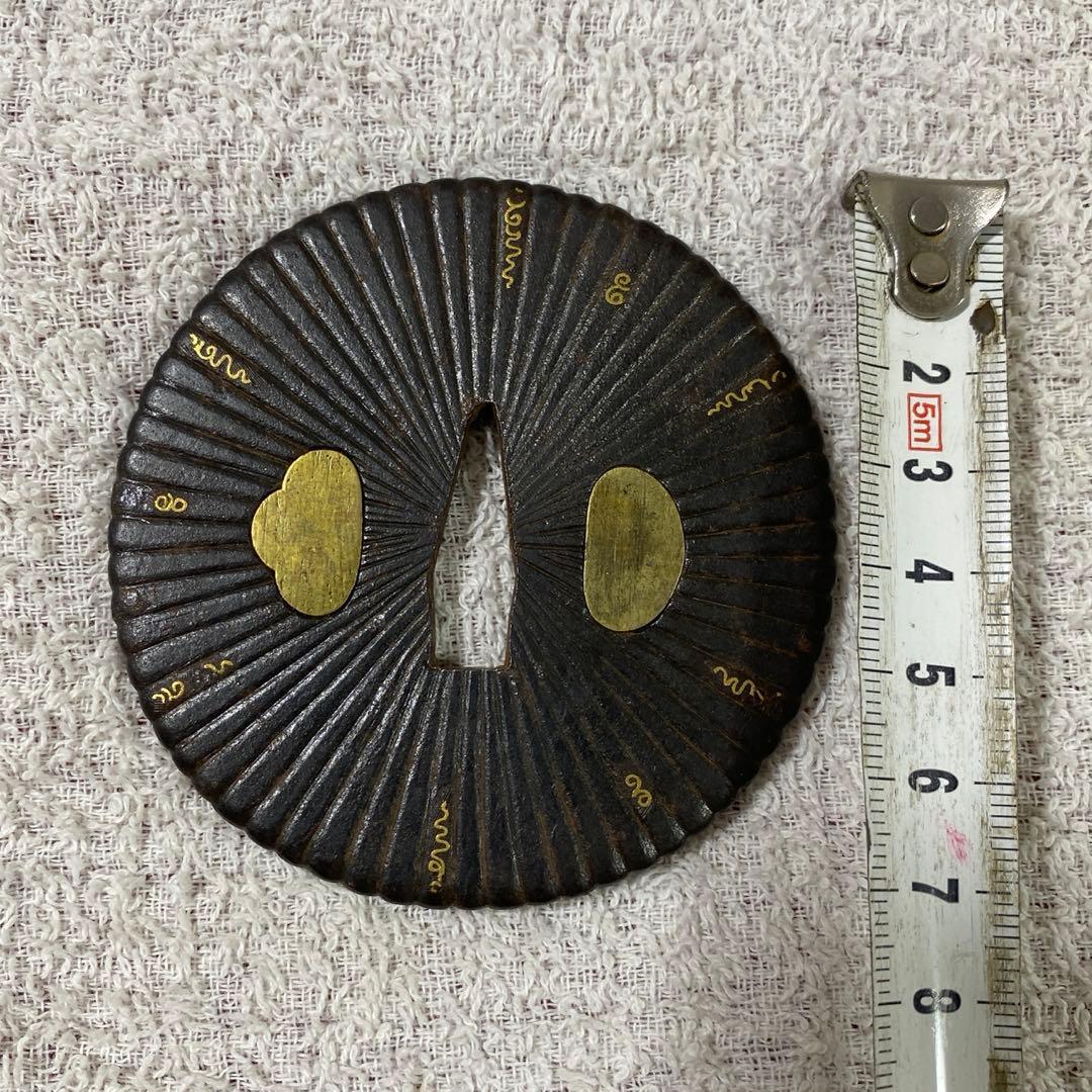 B-30 鍔　蛇の目鍔　金象嵌　武具　刀装具　日本刀　鉄製　装飾品　工芸品　骨董