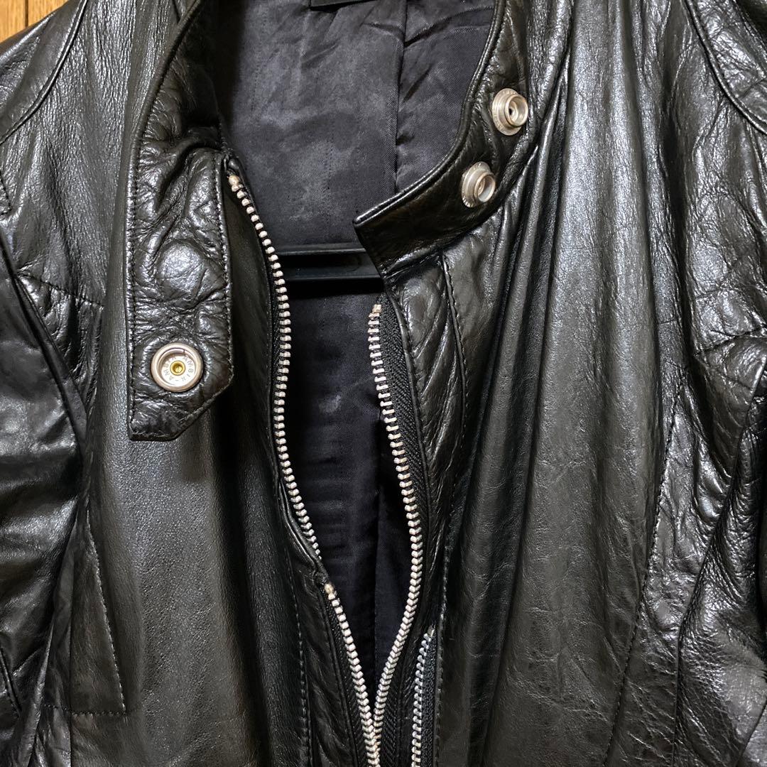 00s EKAM] シングルライダース レザージャケット S 羊革 ブラック