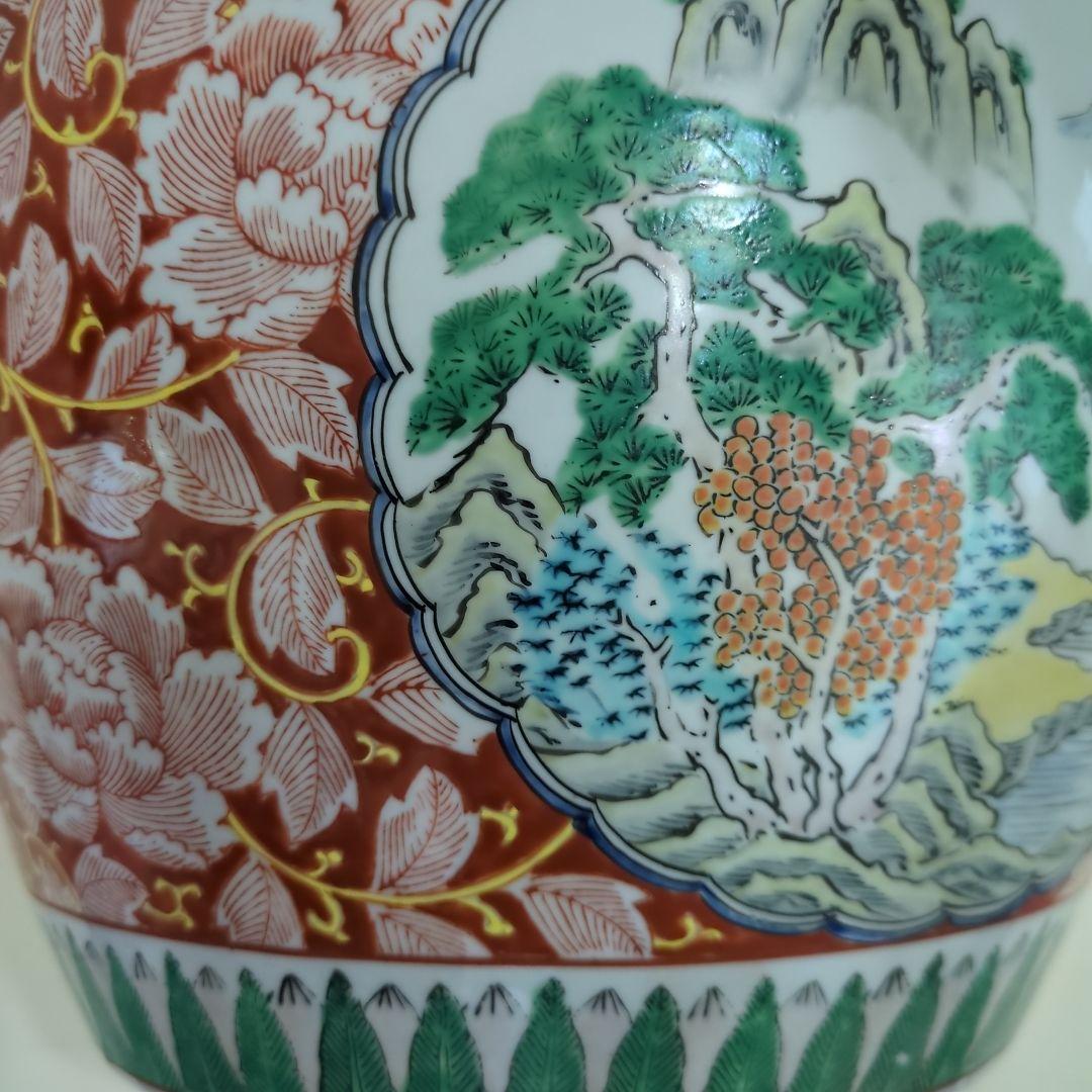 骨董 古伊万里 火鉢 十錦手 色絵 鉢カバー 睡蓮鉢 傘立て 金魚 めだか