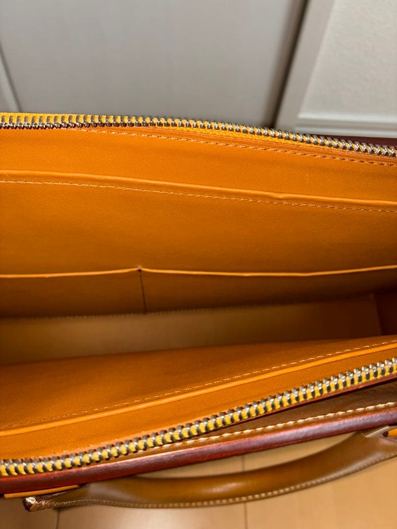 美品　万双　天ファスナー　キャメル　ビジネスバッグ