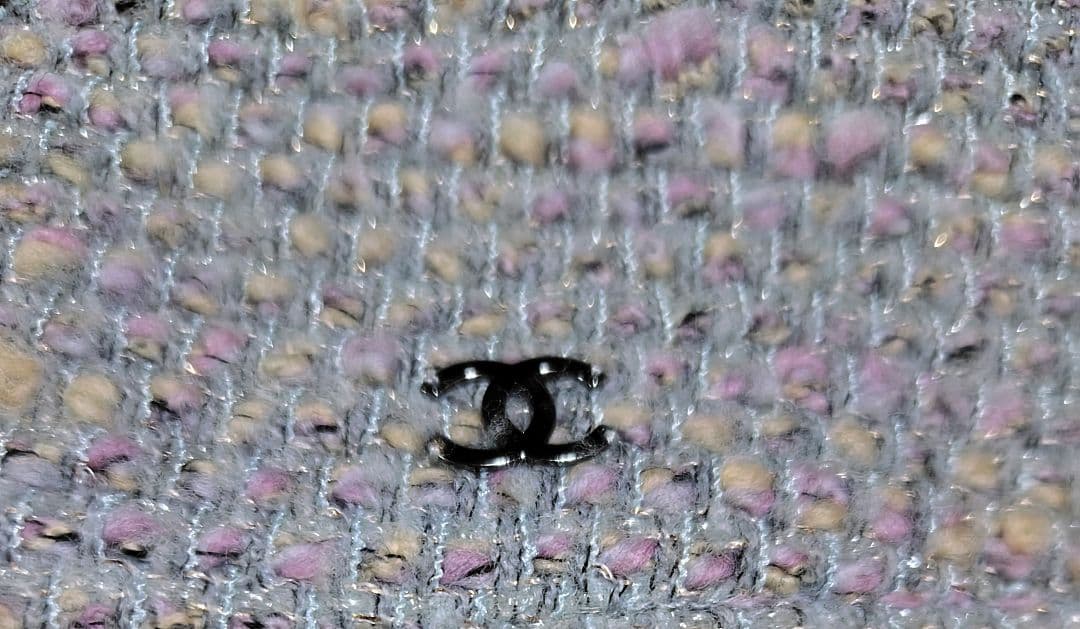 CHANEL ブルーグレー系ツイード　スカート　秋冬　フランス製