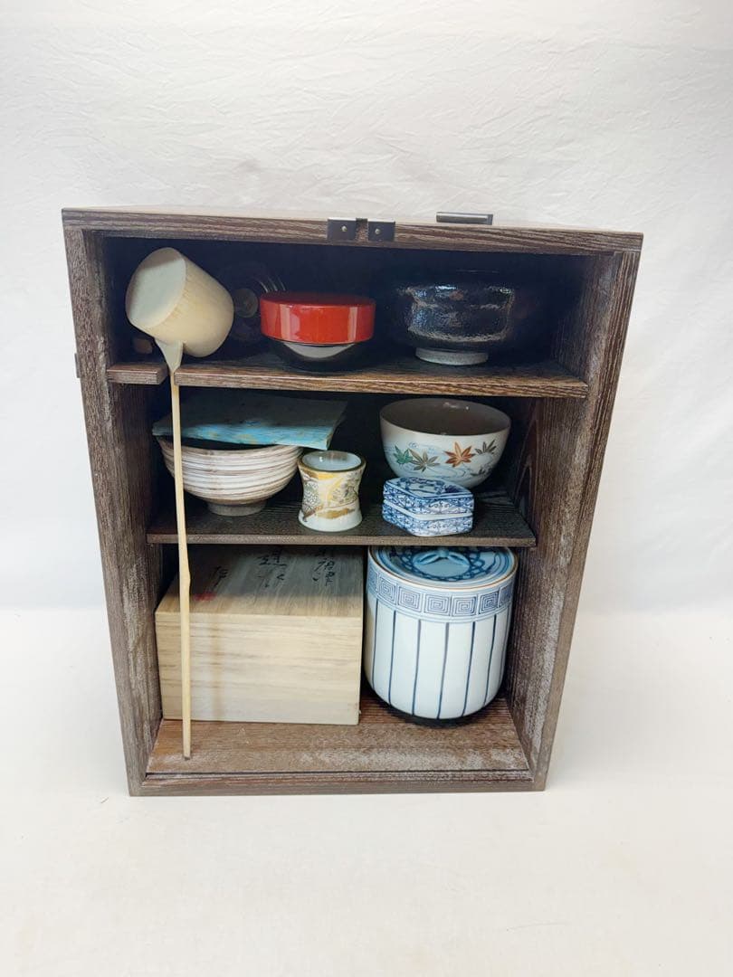 未使用 茶道具 指物師 仙水正之作 蝋引き仕上げ 桑 旅箪笥 印有 茶