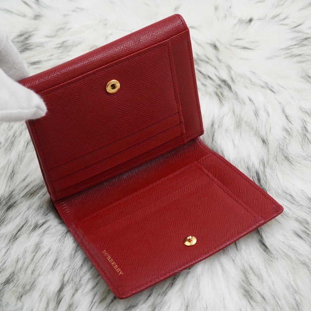 極美品 BURBERRY LONDON 二つ折り財布 ノバチェック レッド