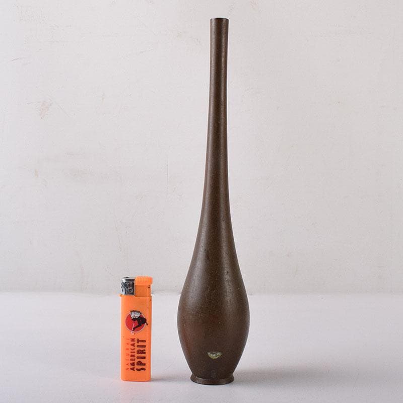 平安 秦蔵六造 古銅 鶴首花入 花瓶 M R7907